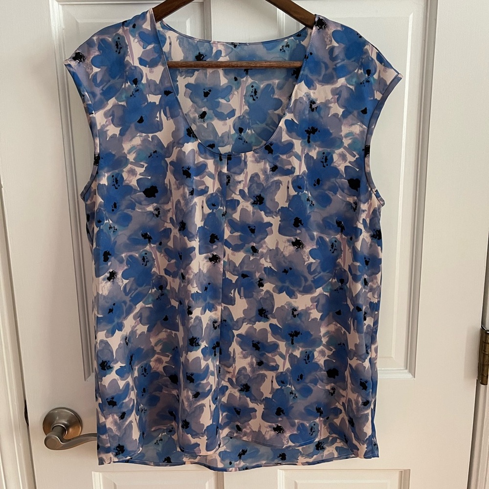 Loft blue and purple flower blouse
